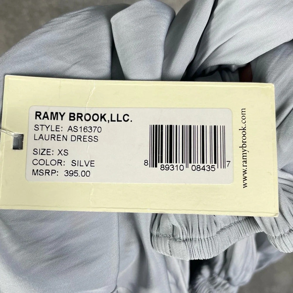 Ramy Brook Dress Womens XS Lauren Cold Shoulder Silky Feminine Mini Silver - Picture 13 of 15
